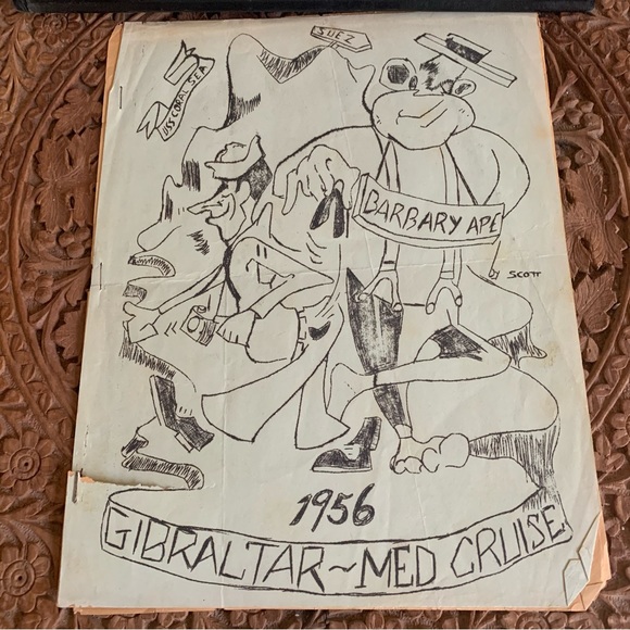 USS Coral Sea CV-43 US Navy 1956 Mediterranean Cruise Book Gibraltar Info Sheet - Picture 2 of 15